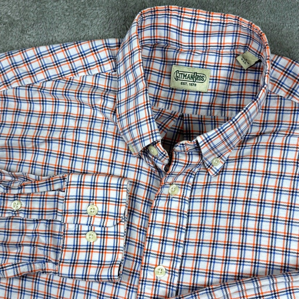 Gitman Bros Mens Large Button Down Shirt Small Spot‎ on Front Cotton USA Made